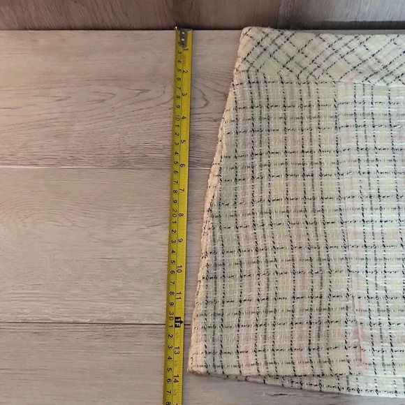 🛍Mandee‎ Knit Skirt Mini Plaid White Yellow Pink Zippered Pleated Juniors 3 - Picture 7 of 7